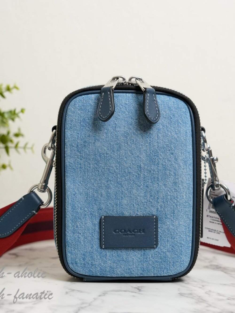 COACH CDC43 Stanton Crossbody Bag In Regenerative Cotton Silver/Indigo NWT